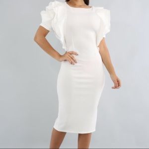 Nordstrom Ivory Rose Shoulder Body Con Dress